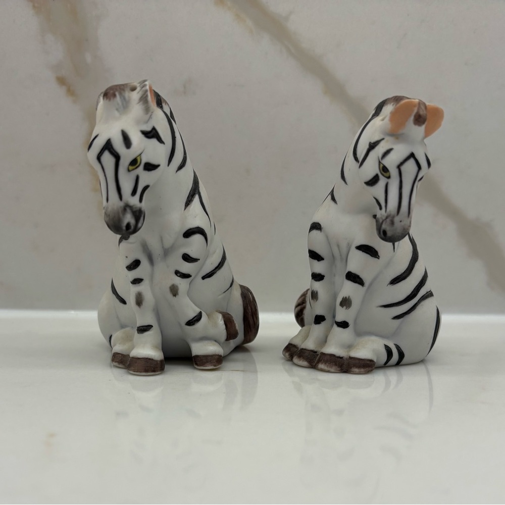 Vintage Franklin Mint Zebras Noah’s Ark Two by Two Salt & Pepper Shakers Rare